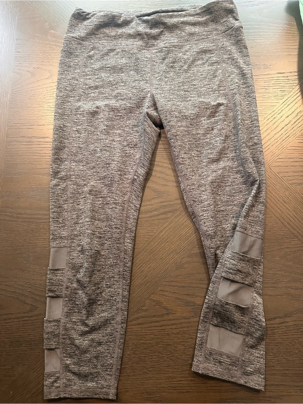 GAIAM Gray Heather Leggings with Mesh Cutouts